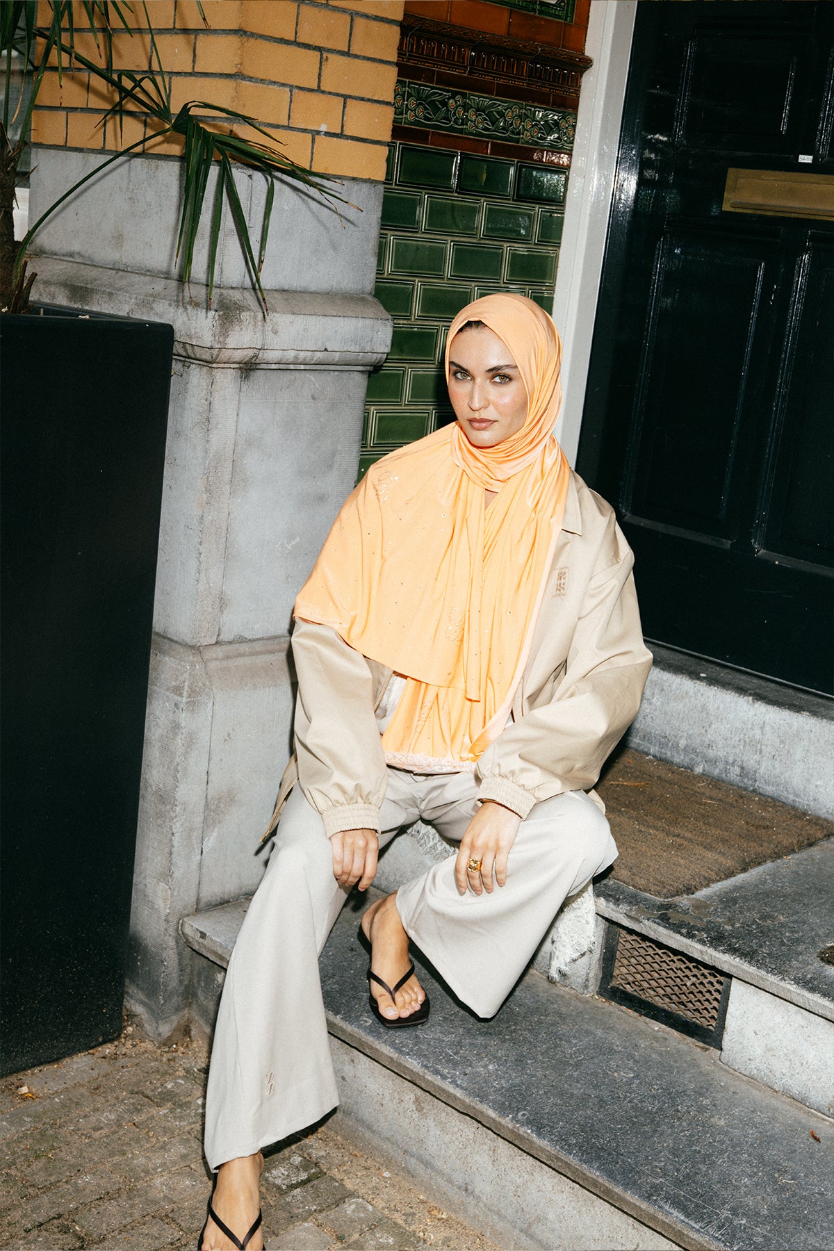 Stone Liquid Scarf | Coral Orange