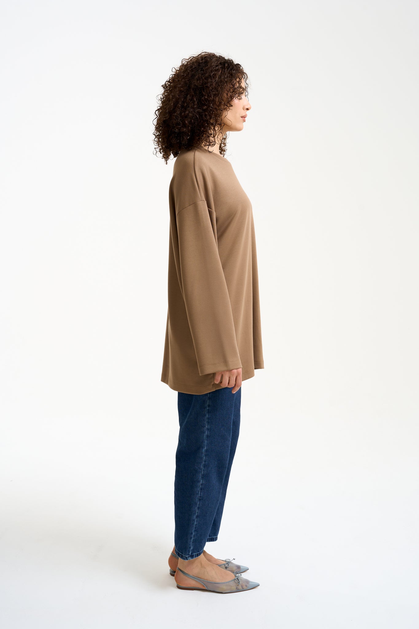 Oversized long sleeve nude